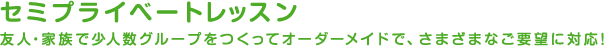 セミプライベートレッスン　友人・家族で少人数グループをつくってオーダーメイドで、さまざまなご要望に対応！