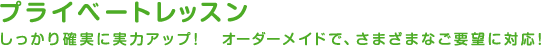 プライベートレッスン　しっかり確実に実力アップ！ 　オーダーメイドで、さまざまなご要望に対応！